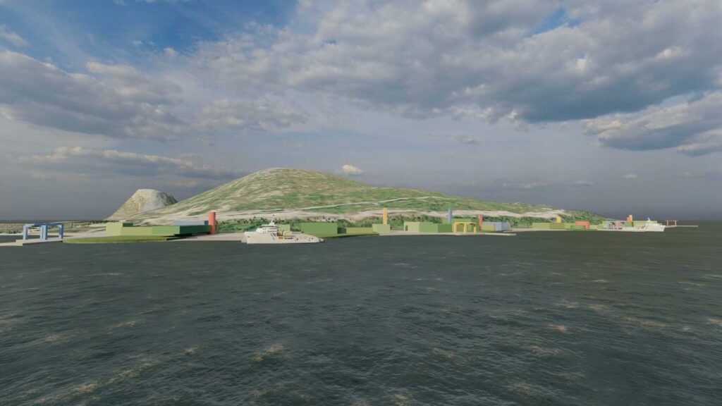 Arkitektrendring av industriområde med havet i Nord norge