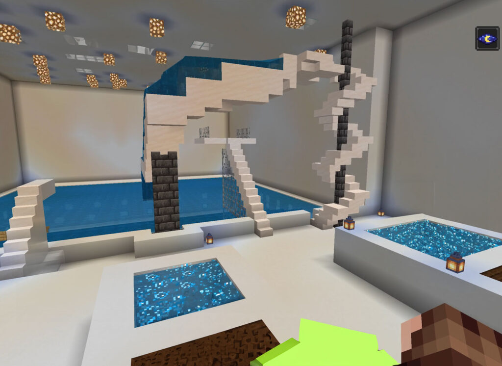 Svømmebasseng tegnet i Minecraft